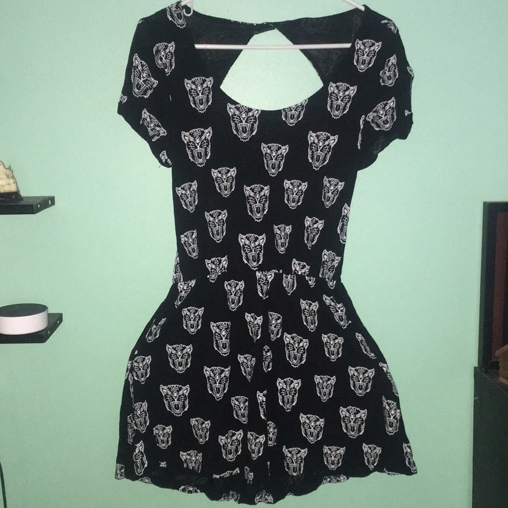 Tiger print open back mini dress
